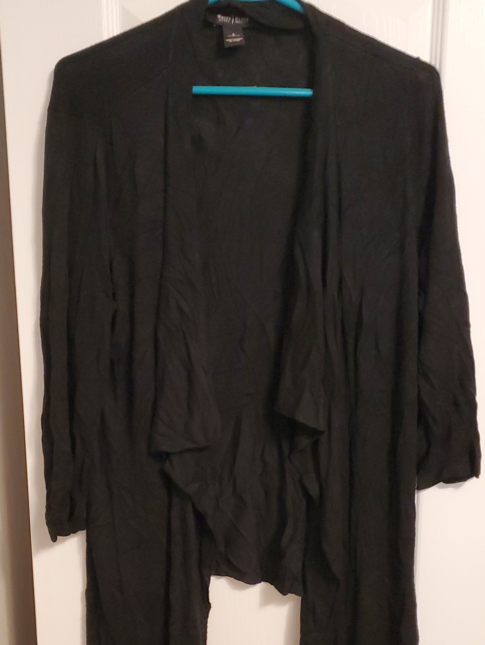 White House Black Market Black Draped Open-Front Cardigan